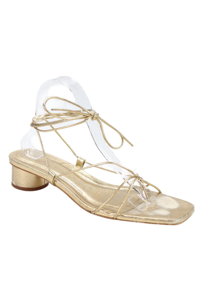 Zara Womens Block Heel Metallic Strappy Sandals Gold Tone Leather Size 40