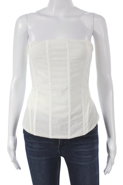 Miaou Womens Designer White Sleeveless Zip Front Top Nylon Spandex Solid Size L