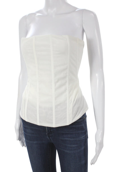 Miaou Womens Designer White Sleeveless Zip Front Top Nylon Spandex Solid Size L
