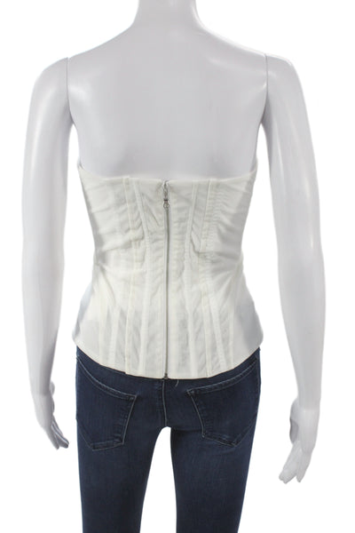 Miaou Womens Designer White Sleeveless Zip Front Top Nylon Spandex Solid Size L