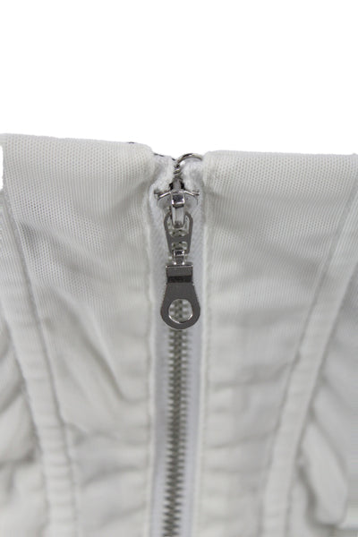 Miaou Womens Designer White Sleeveless Zip Front Top Nylon Spandex Solid Size L