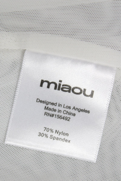 Miaou Womens Designer White Sleeveless Zip Front Top Nylon Spandex Solid Size L