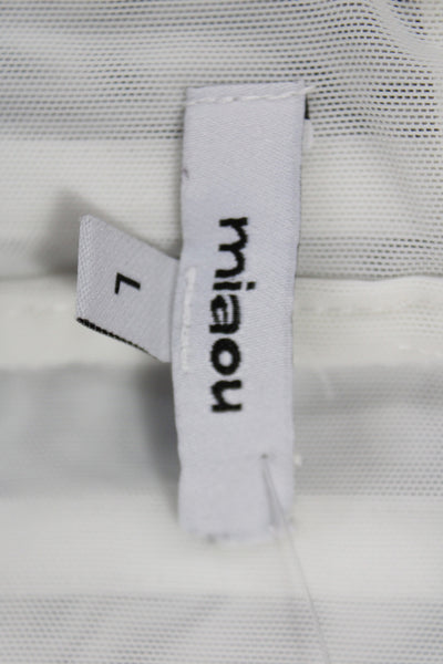 Miaou Womens Designer White Sleeveless Zip Front Top Nylon Spandex Solid Size L