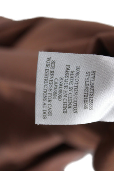 Z Supply Womens Cropped Basic Brown Button Crew Neck Sleeveless Tank Size M