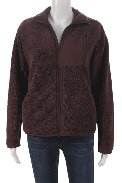 Nike Womens Brown Collared Zip Outdoor Polyester Long Sleeve Jacket Size XS