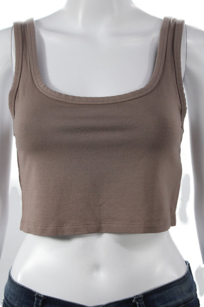 Wilfred Free Women Cropped Basic Tank Brown Square Neck Tencel Modal Size M