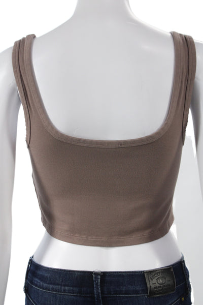 Wilfred Free Women Cropped Basic Tank Brown Square Neck Tencel Modal Size M