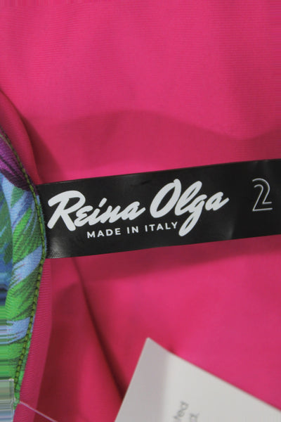 Reina Olga Womens Blue Floral Mini Wrap Skirt Econyl Size 2