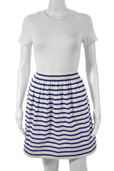 J Crew Women A-Line Mini White Striped Cotton Skirt Petite Size 00
