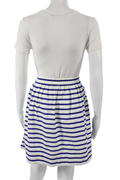 J Crew Women A-Line Mini White Striped Cotton Skirt Petite Size 00