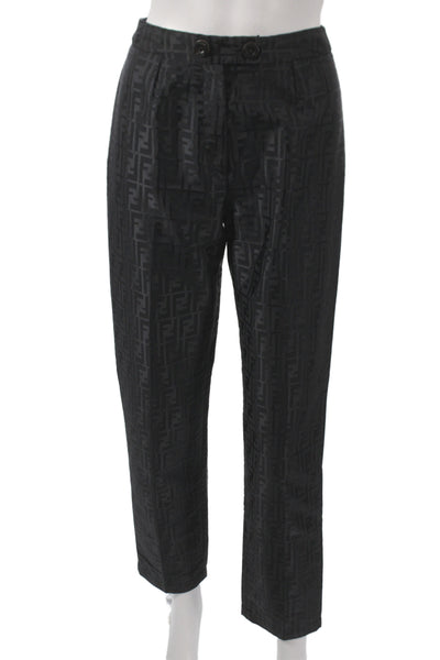 Fendi Unisex Dress Pants Black Geometric 50% Cotton 50% Nylon Size 40