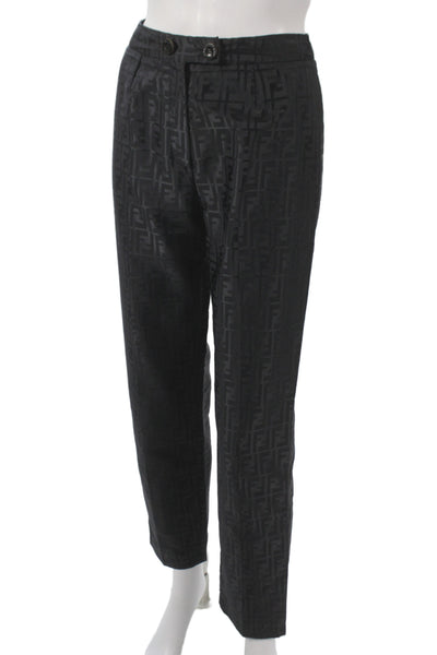 Fendi Unisex Dress Pants Black Geometric 50% Cotton 50% Nylon Size 40