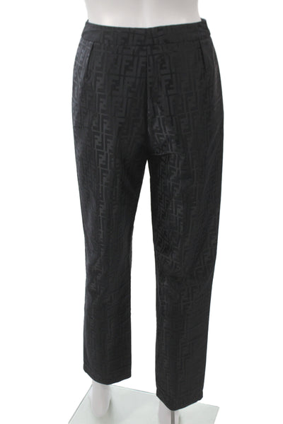 Fendi Unisex Dress Pants Black Geometric 50% Cotton 50% Nylon Size 40