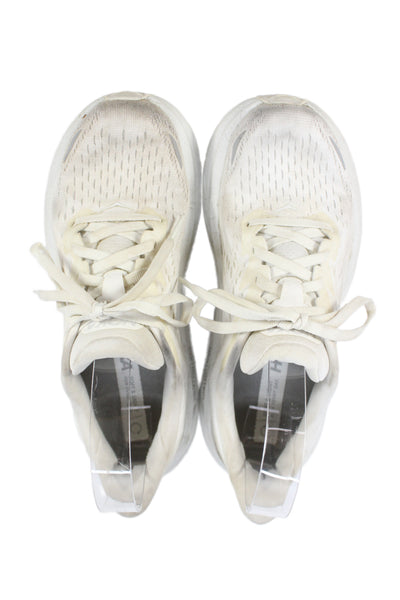 HOKA Womens Lace Up Knit Low Top Clifton 8 Running Sneakers White Size 6