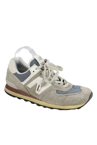 New Balance Mens Lace Up Suede Trim Nylon Logo 574 Running Sneakers Gray 9.5