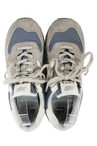 New Balance Mens Lace Up Suede Trim Nylon Logo 574 Running Sneakers Gray 9.5