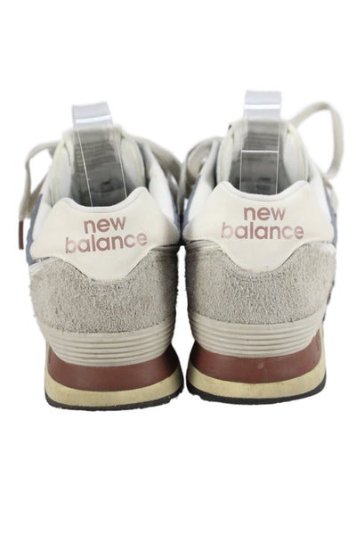 New Balance Mens Lace Up Suede Trim Nylon Logo 574 Running Sneakers Gray 9.5