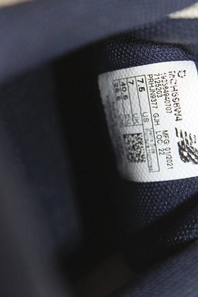 New Balance Womens Lace Up Sie Logo Knit Trim Low Top Sneakers White Navy 7.5