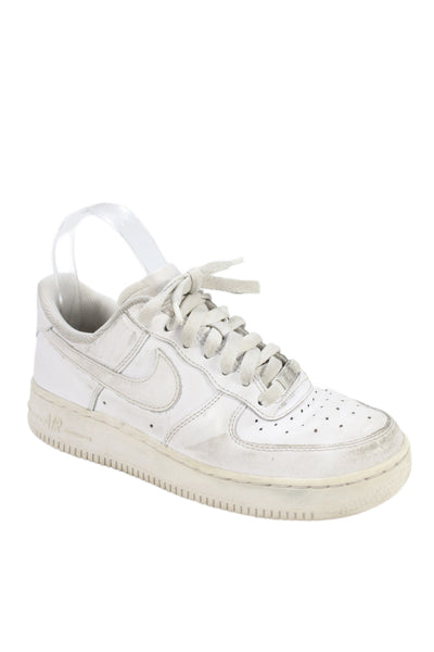 Nike Womens Lace Up Perforated Leather Air Force 1 Sneakers White Size 7
