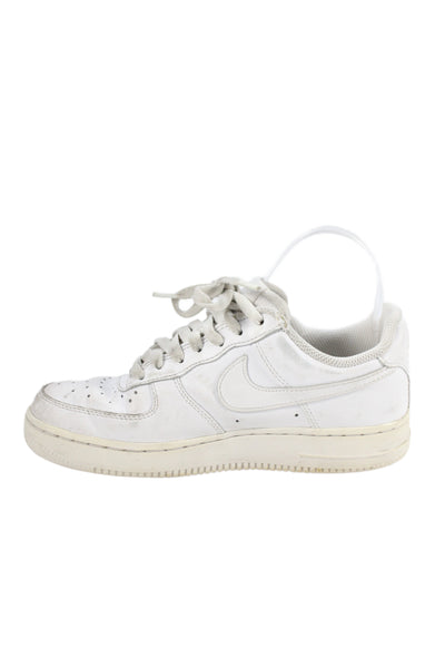 Nike Womens Lace Up Perforated Leather Air Force 1 Sneakers White Size 7