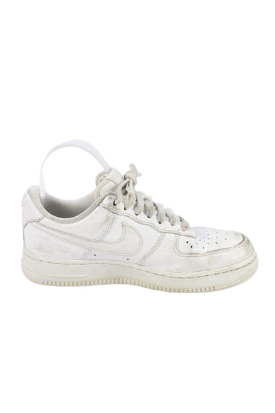 Nike Womens Lace Up Perforated Leather Air Force 1 Sneakers White Size 7