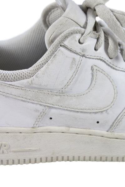 Nike Womens Lace Up Perforated Leather Air Force 1 Sneakers White Size 7