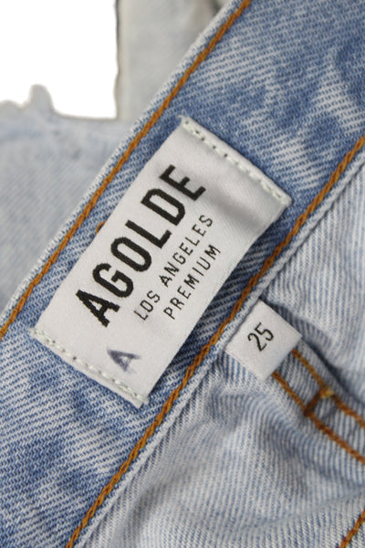 Agolde Unisex Light Blue Button 100% Cotton 90s Shorts Size 25