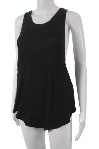 Eberjey Womens Sleeveless Scoop Neck Solid Black Set Size S