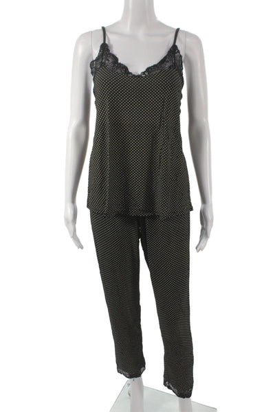 Eberjey Womens Sleeveless Scoop Neck Solid Black Set Size S