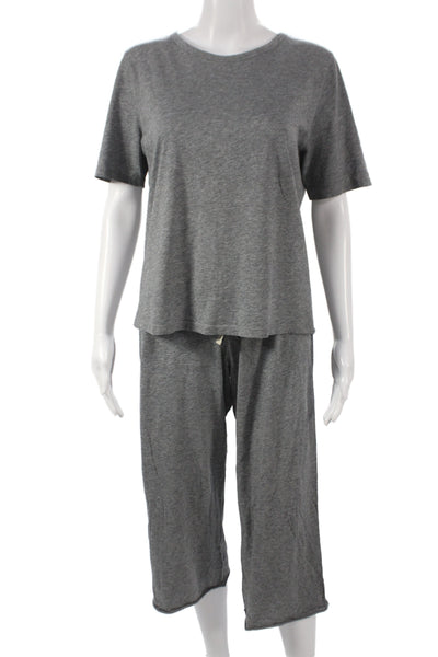 Eberjey Womens Sleepwear Set Gray Round Neck Short Sleeve Solid Size S