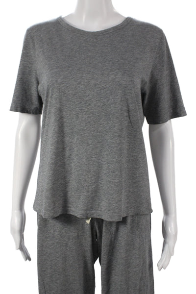 Eberjey Womens Sleepwear Set Gray Round Neck Short Sleeve Solid Size S