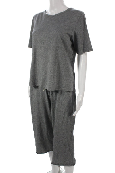 Eberjey Womens Sleepwear Set Gray Round Neck Short Sleeve Solid Size S