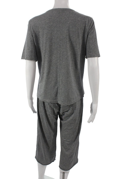 Eberjey Womens Sleepwear Set Gray Round Neck Short Sleeve Solid Size S