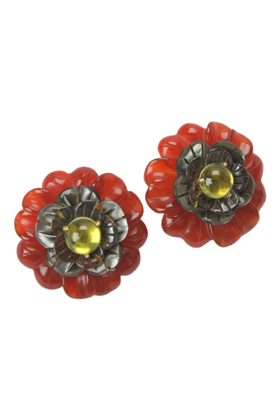 Seaman Schepps x Bettina's Flowers Womens 18K Gold Multistone Carved Earrings
