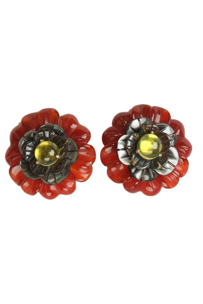 Seaman Schepps x Bettina's Flowers Womens 18K Gold Multistone Carved Earrings