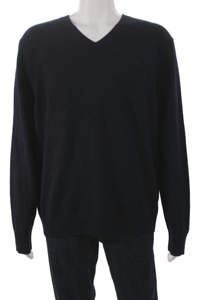 Calvin Klein Mens Pullover V Neck Black Wool Sweater Size XL