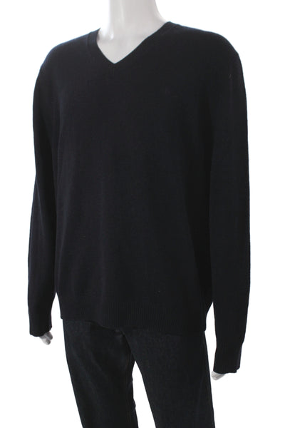 Calvin Klein Mens Pullover V Neck Black Wool Sweater Size XL