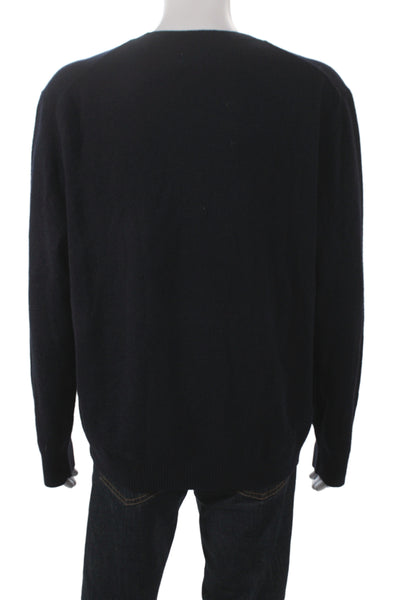 Calvin Klein Mens Pullover V Neck Black Wool Sweater Size XL