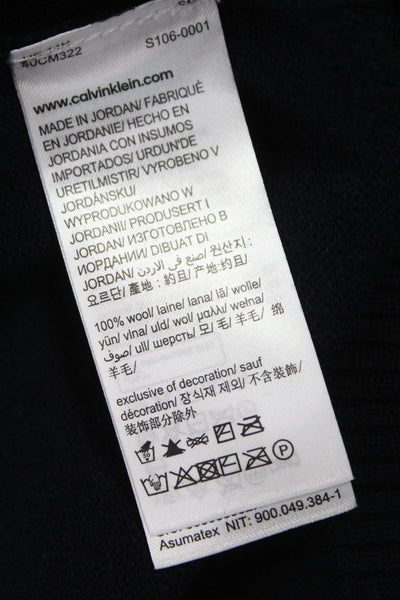 Calvin Klein Mens Pullover V Neck Black Wool Sweater Size XL