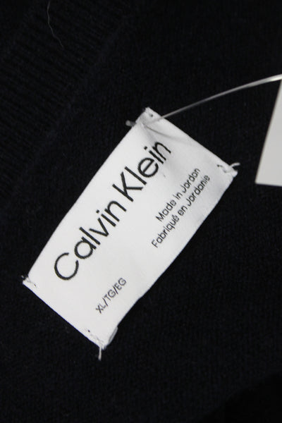 Calvin Klein Mens Pullover V Neck Black Wool Sweater Size XL