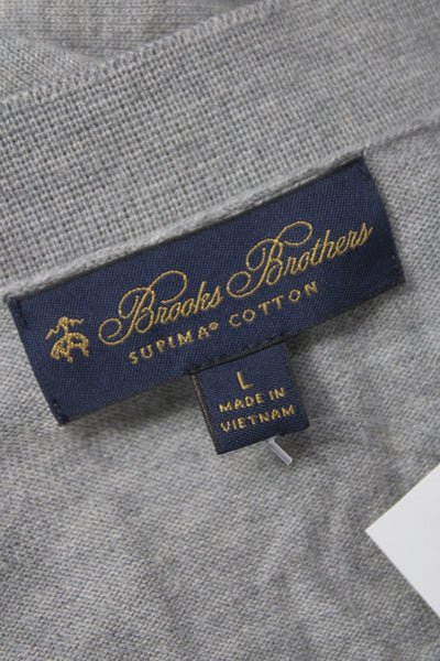 Brooks Brothers Mens V-Neck Button Cashmere Cardigan Gray Size L