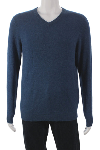 Club Room Mens V-Neck Cashmere Pullover Sweater Dark Blue Solid Size M