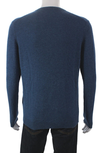 Club Room Mens V-Neck Cashmere Pullover Sweater Dark Blue Solid Size M