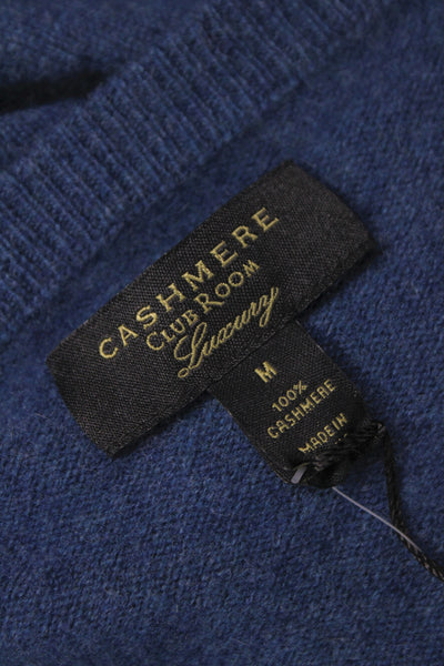 Club Room Mens V-Neck Cashmere Pullover Sweater Dark Blue Solid Size M