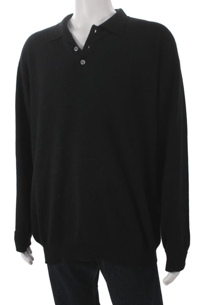Daniel Bishop Mens 100% Cashmere Pullover Sweater Black Collared Size XL