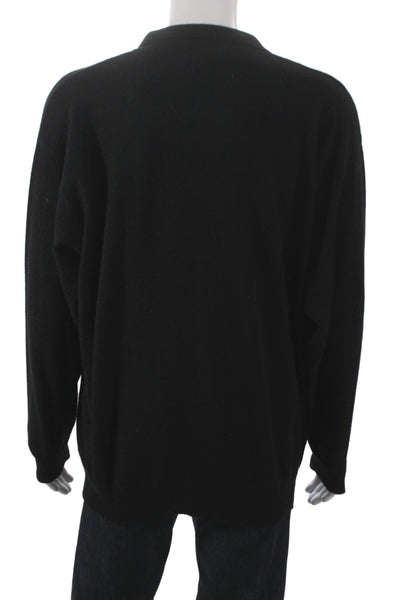 Daniel Bishop Mens 100% Cashmere Pullover Sweater Black Collared Size XL