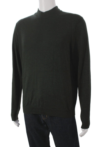 Brooks Brothers Mens Green Merino Wool Mock Neck Pullover Sweater Size L