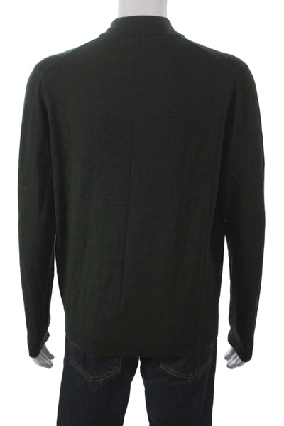 Brooks Brothers Mens Green Merino Wool Mock Neck Pullover Sweater Size L