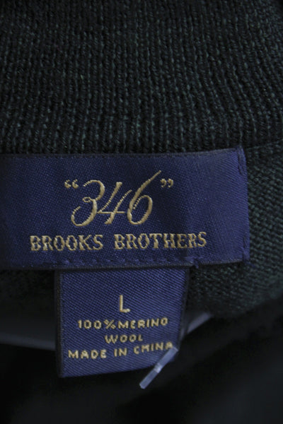Brooks Brothers Mens Green Merino Wool Mock Neck Pullover Sweater Size L