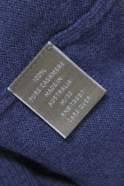 Raffi Mens V-Neck Argyle 100% Wool Pullover Sweater Dark Blue Size M